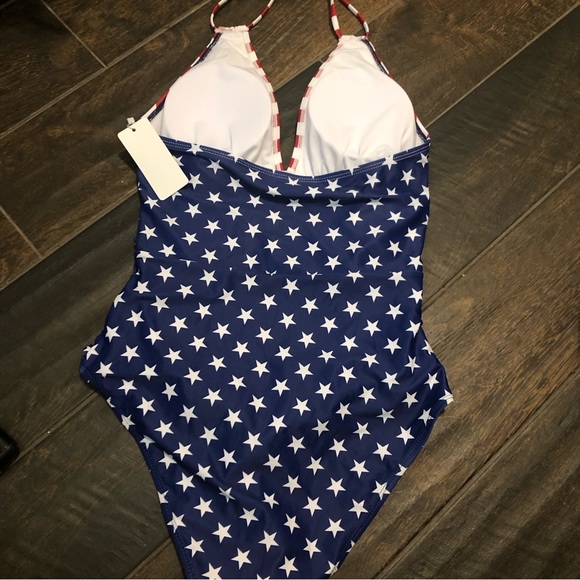NWT Patriotic Print Halter/Dual Look Swimsuit - Picture 4 of 8